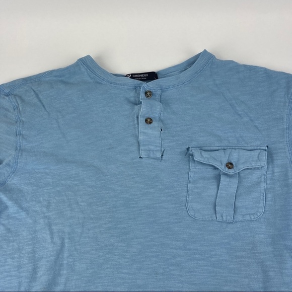 Cremieux Collection Henley Shirt Mens Small Blue Pocket Buttons - Picture 3 of 8